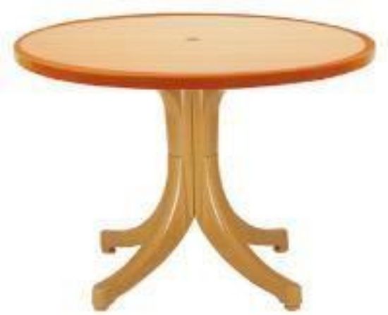 Picture of Table Top Dark Orange Wooden Pattern Ø90 Base Teak | La Veranda Home & Garden