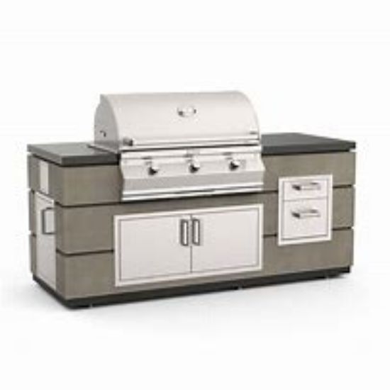 Picture of Contemporary 650 GFRC Pre Lab Island 35" x 82" with Double Drawer | FireMagic Grills